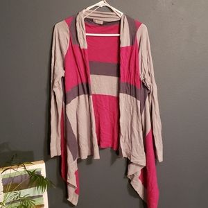Color blocking cardigan, pink grey XL